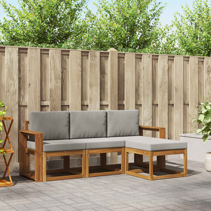 Set de canapele de exterior 4 pcs Gri natural și deschis WALTI