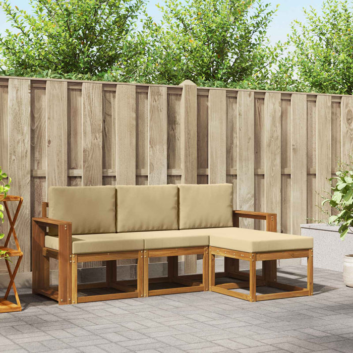 Set de canapele de exterior cu pernă 4 pcs Natural și Bej - WALTI WALTI