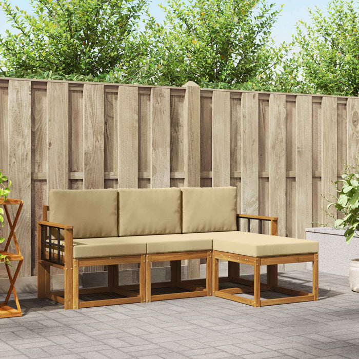 Set de canapele de exterior cu pernă 4 pcs Natural și Bej - WALTI WALTI