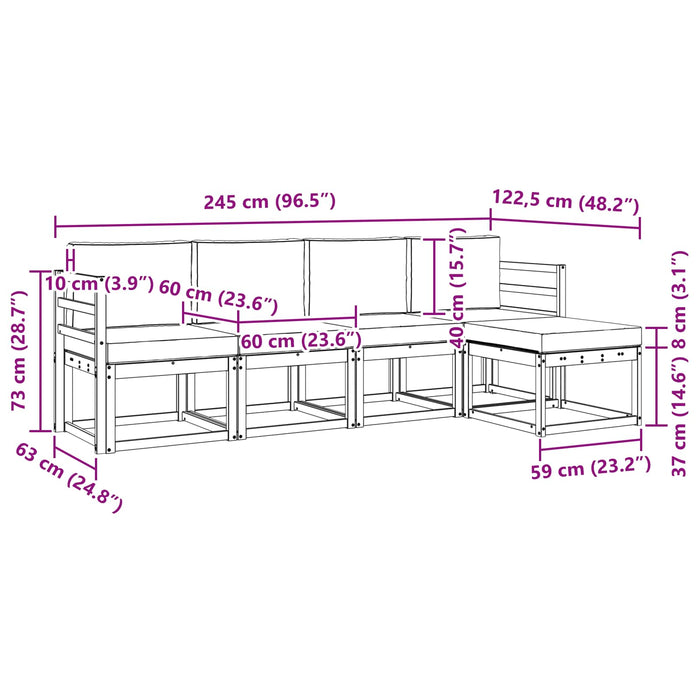 Set de canapele de exterior cu pernă 5 pcs Natural și Crem - WALTI WALTI