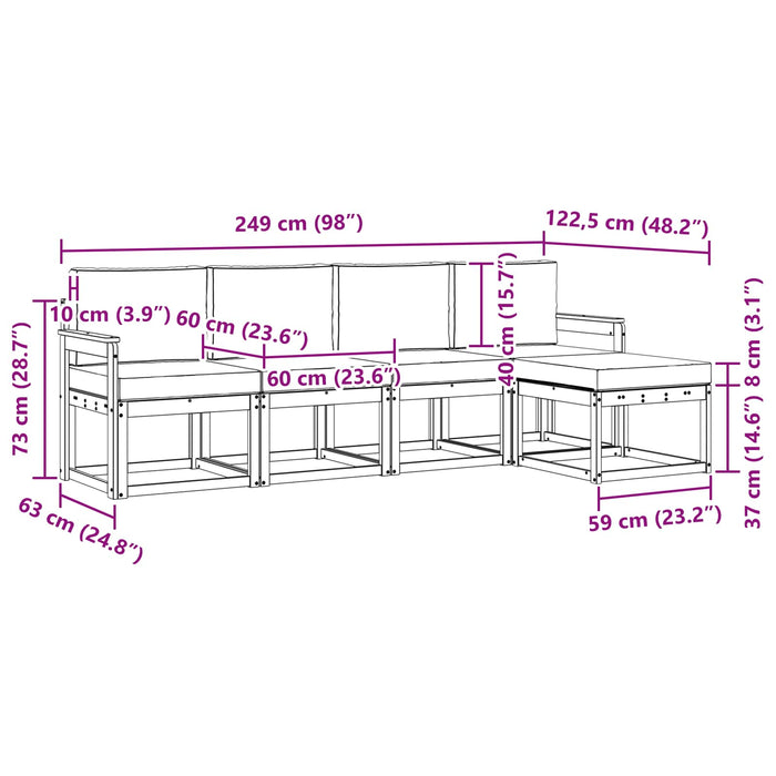 Set de canapele de exterior cu pernă 5 pcs Natural și Bej - WALTI WALTI