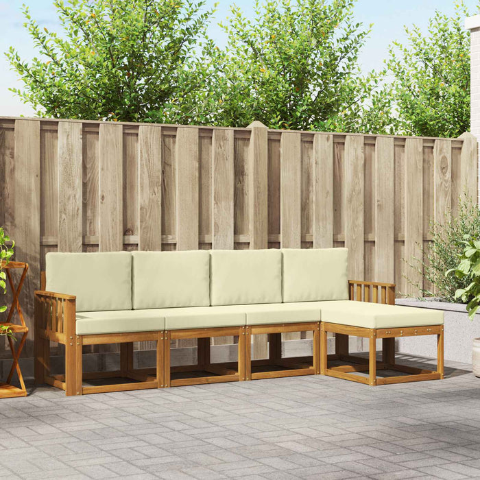 Set de canapele de exterior cu pernă 5 pcs Natural și Crem - WALTI WALTI