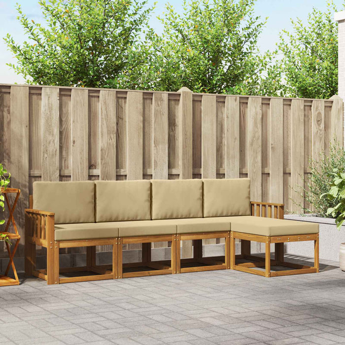 Set de canapele de exterior cu pernă 5 pcs Natural și Bej - WALTI WALTI