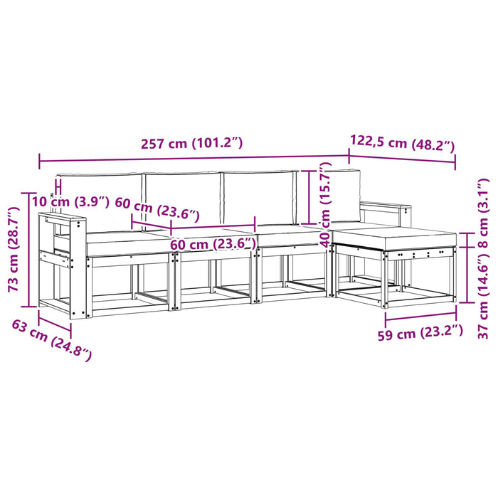 Set de canapele de exterior cu pernă 5 pcs Natural și Antracit - WALTI WALTI