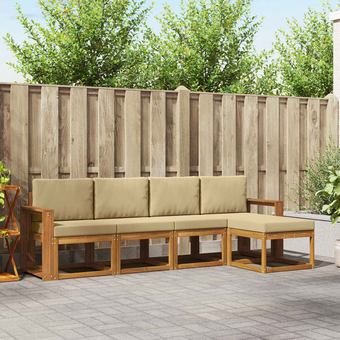 Set de canapele de exterior cu pernă 5 pcs Natural și Bej - WALTI WALTI