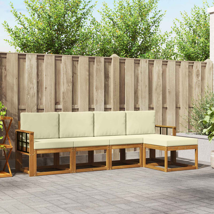 Set de canapele de exterior cu pernă 5 pcs Natural și Crem - WALTI WALTI