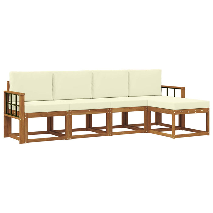 Set de canapele de exterior cu pernă 5 pcs Natural și Crem - WALTI WALTI