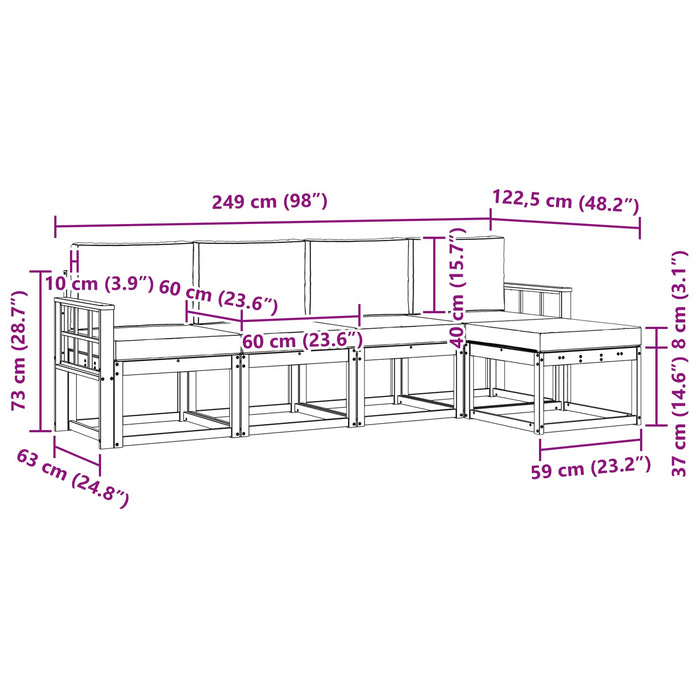 Set de canapele de exterior cu pernă 5 pcs Natural și Crem - WALTI WALTI