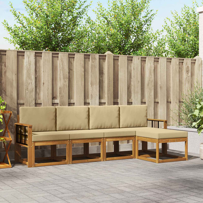 Set de canapele de exterior cu pernă 5 pcs Natural și Bej - WALTI WALTI