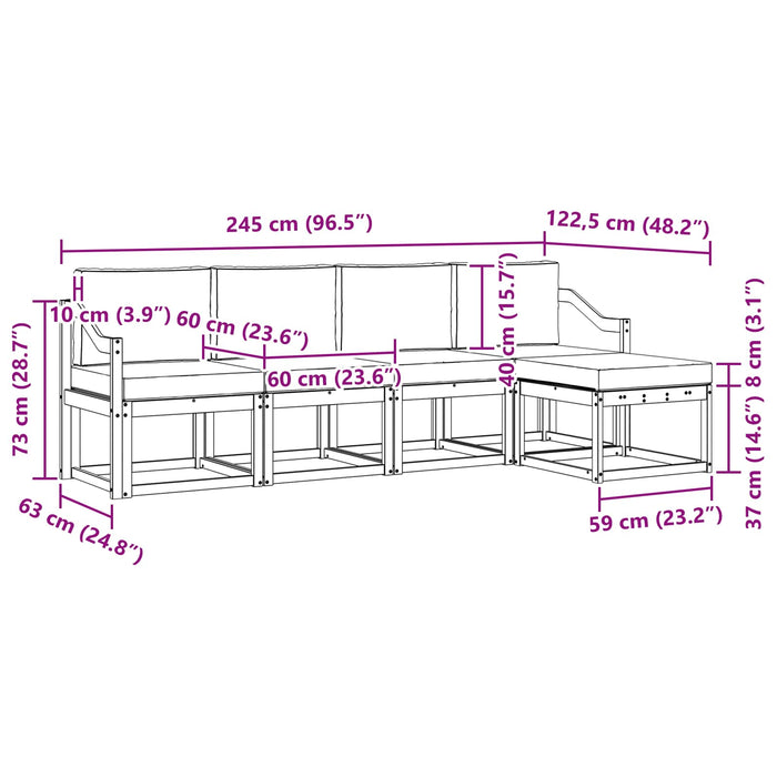 Set de canapele de exterior cu pernă 5 pcs Natural și Antracit - WALTI WALTI