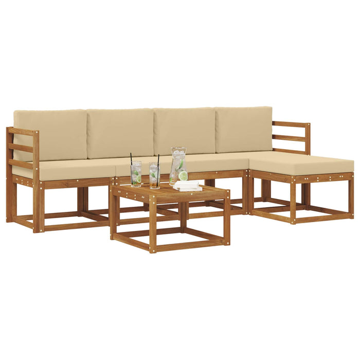Set de canapele de exterior cu pernă 6 pcs Natural și Bej - WALTI WALTI