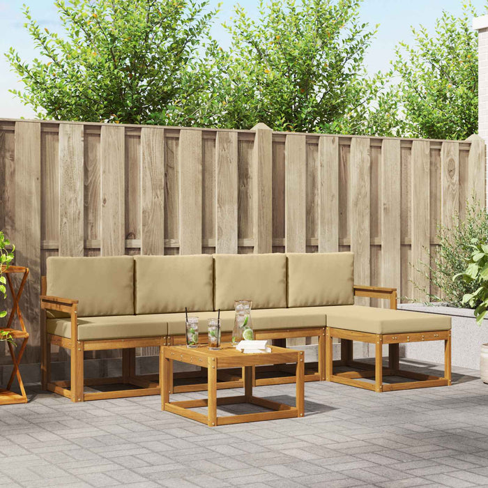 Set de canapele de exterior cu pernă 6 pcs Natural și Bej WALTI