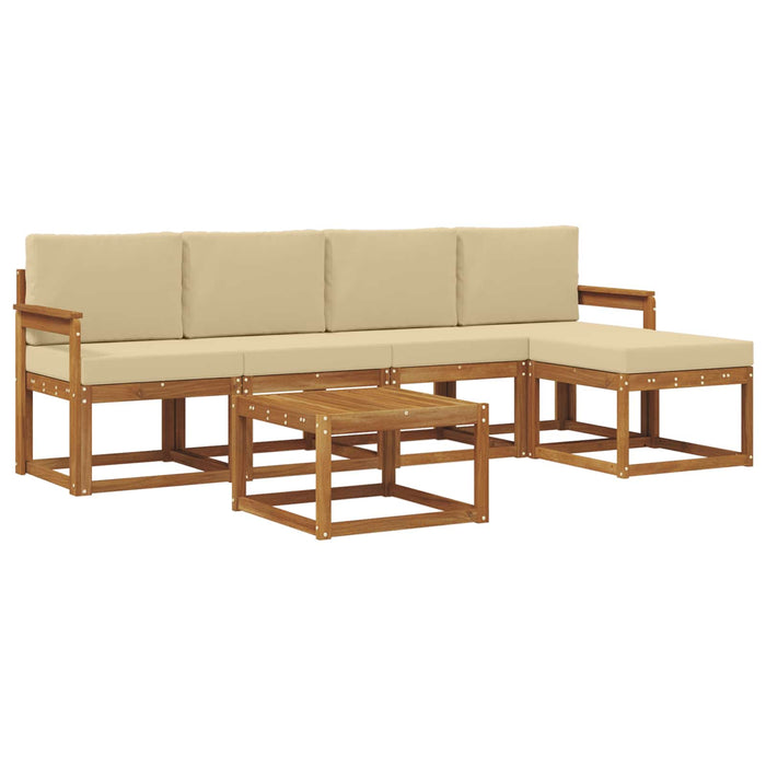 Set de canapele de exterior cu pernă 6 pcs Natural și Bej WALTI