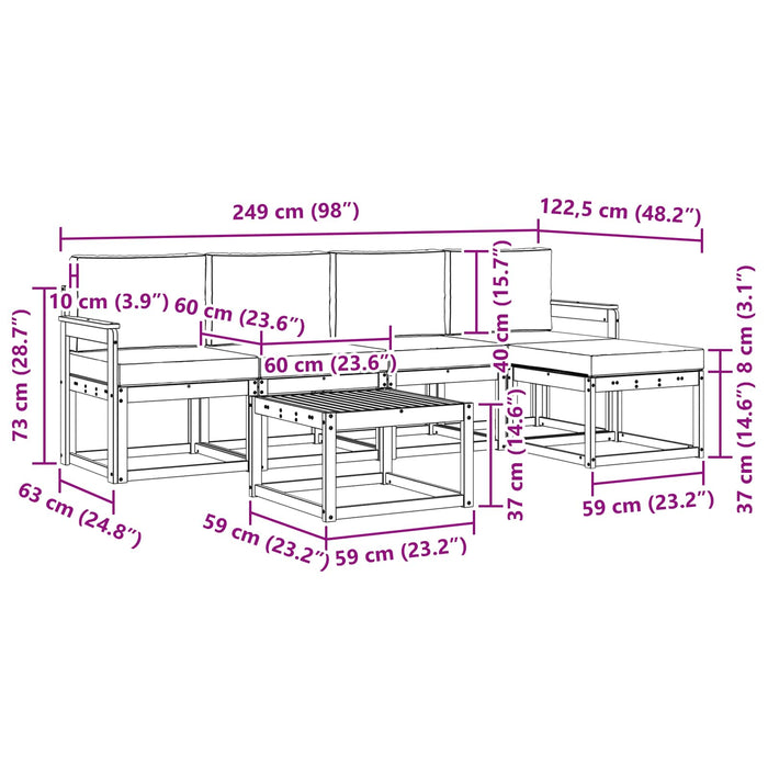 Set de canapele de exterior cu pernă 6 pcs Natural și Bej WALTI