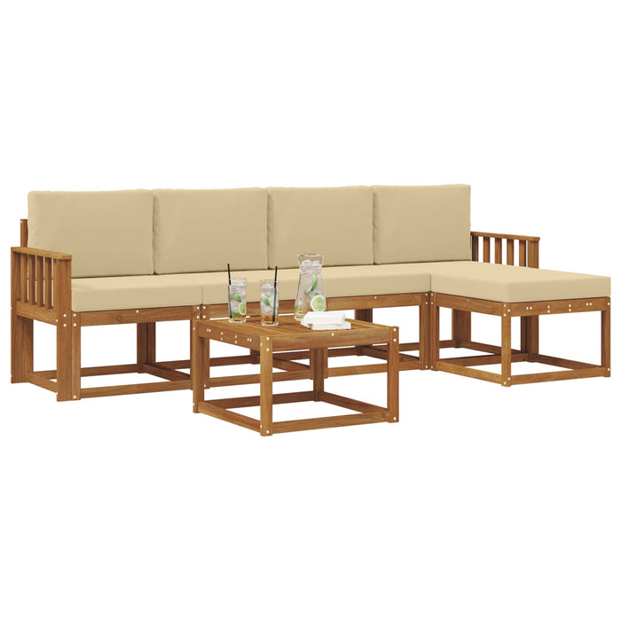 Set de canapele de exterior cu pernă 6 pcs Natural și Bej - WALTI WALTI