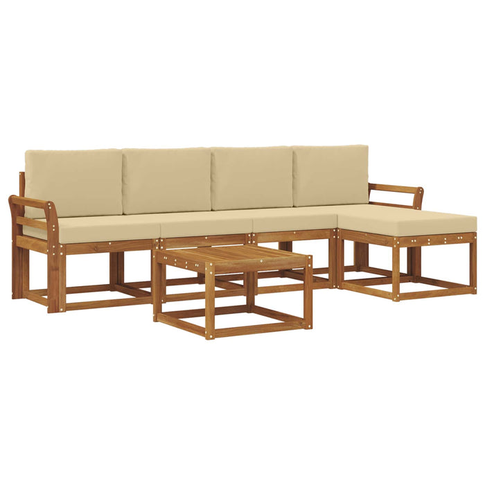 Set de canapele de exterior cu pernă 6 pcs Natural și Bej WALTI