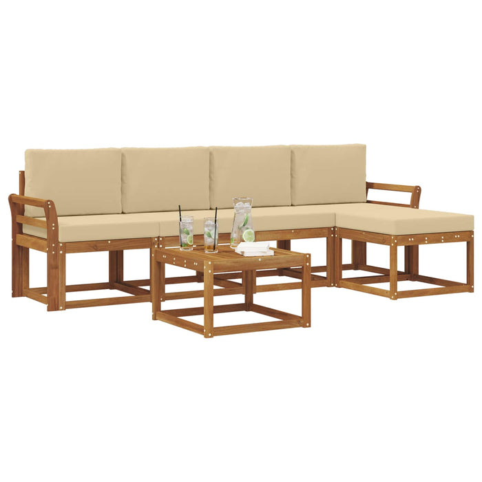 Set de canapele de exterior cu pernă 6 pcs Natural și Bej WALTI