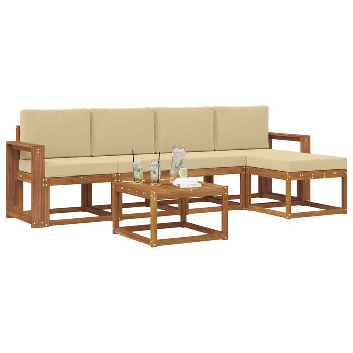 Set de canapele de exterior cu pernă 6 pcs Natural și Bej - WALTI WALTI