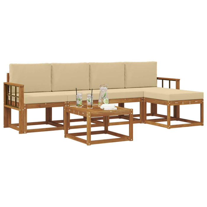 Set de canapele de exterior cu pernă 6 pcs Natural și Bej - WALTI WALTI