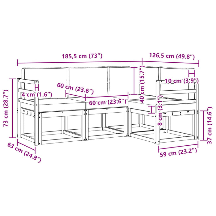Set de canapele de exterior cu pernă 4 pcs Natural și Bej - WALTI WALTI