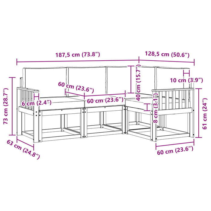 Set de canapele de exterior cu pernă 4 pcs Natural și Bej - WALTI WALTI
