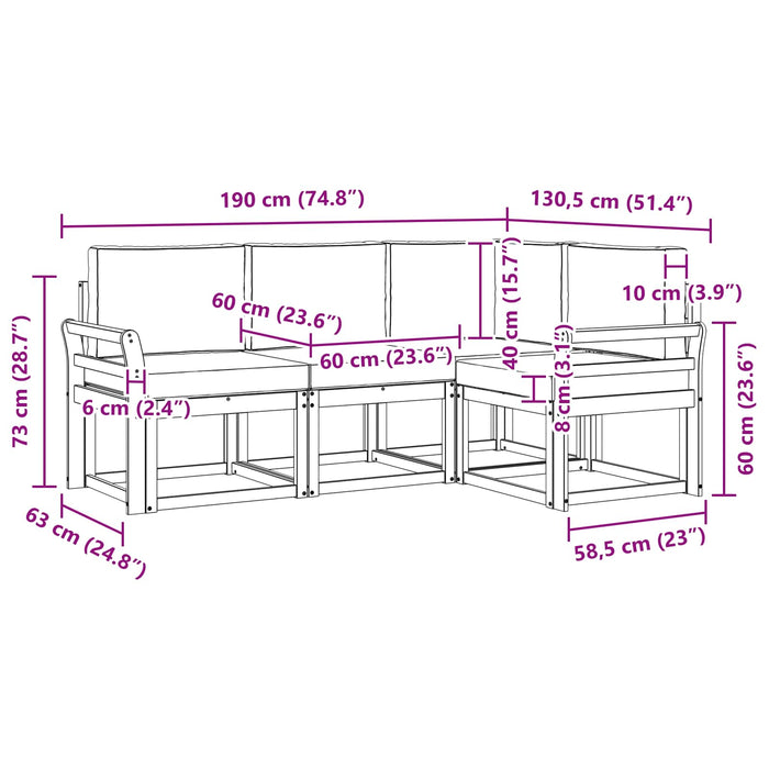 Set de canapele de exterior cu pernă 4 pcs Natural și Antracit - WALTI WALTI