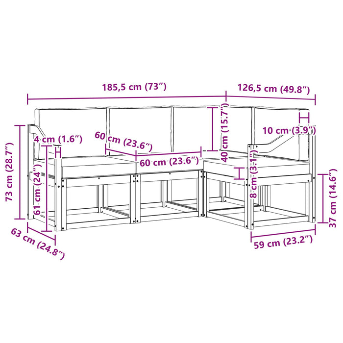 Set de canapele de exterior cu pernă 4 pcs Natural și Bej - WALTI WALTI