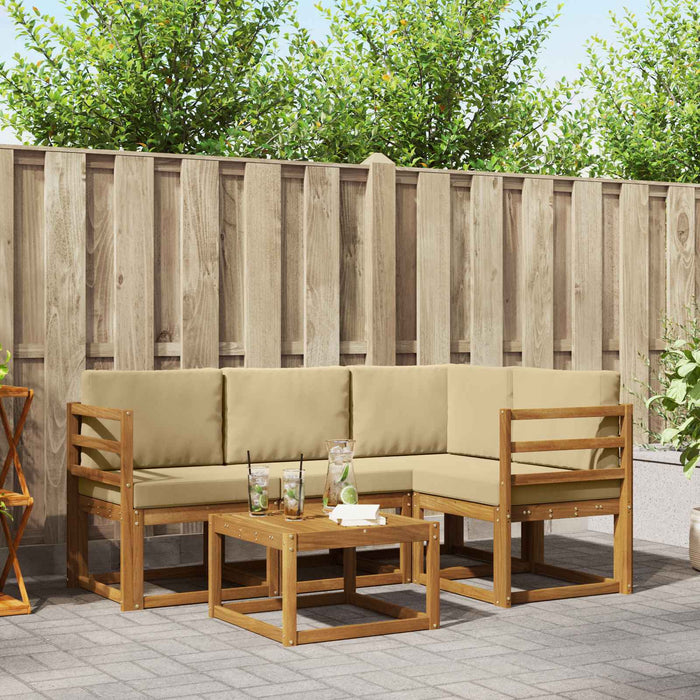 Set de canapele de exterior cu pernă 5 pcs Natural și Bej - WALTI WALTI