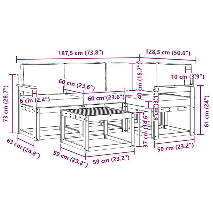 Set de canapele de exterior cu pernă 5 pcs Natural și Antracit WALTI
