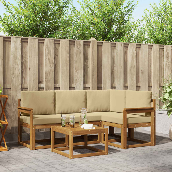 Set de canapele de exterior cu pernă 5 pcs Natural și Bej - WALTI WALTI