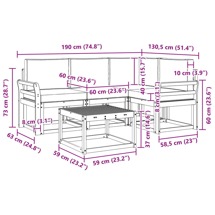 Set de canapele de exterior cu pernă 5 pcs Natural și Bej - WALTI WALTI