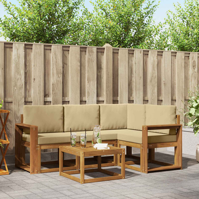 Set de canapele de exterior cu pernă 5 pcs Natural și Bej - WALTI WALTI