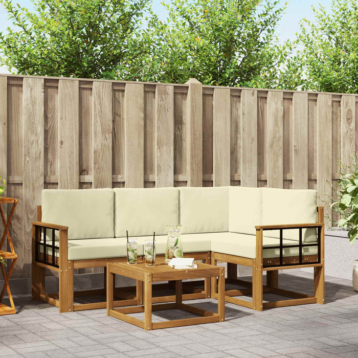 Set de canapele de exterior cu pernă 5 pcs Natural și Crem - WALTI WALTI