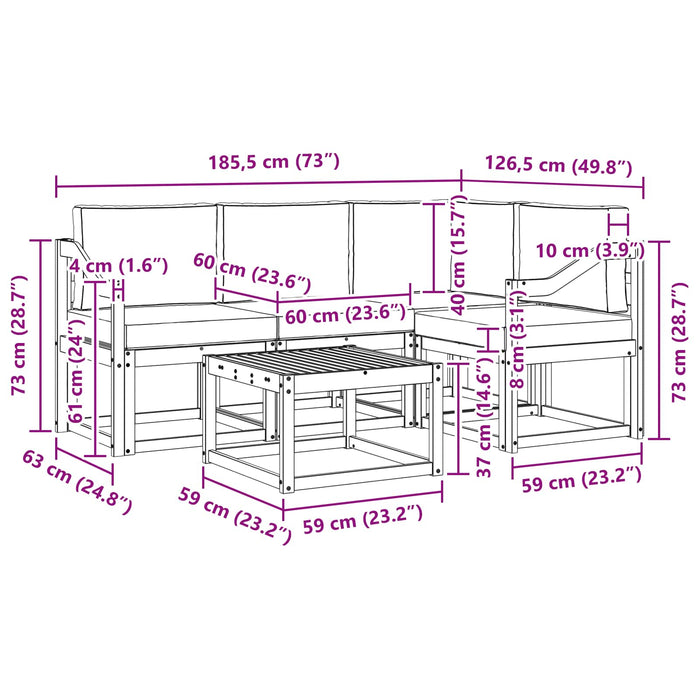 Set de canapele de exterior cu pernă 5 pcs Natural și Antracit - WALTI WALTI