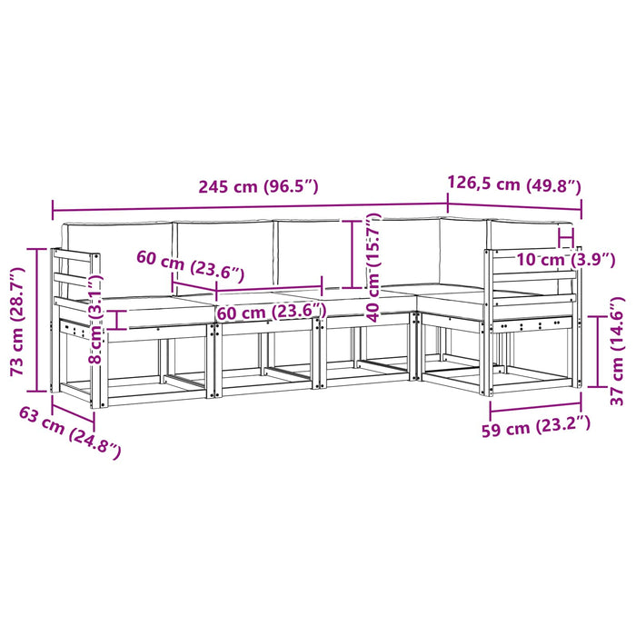 Set de canapele de exterior cu pernă 5 pcs Natural și Antracit - WALTI WALTI