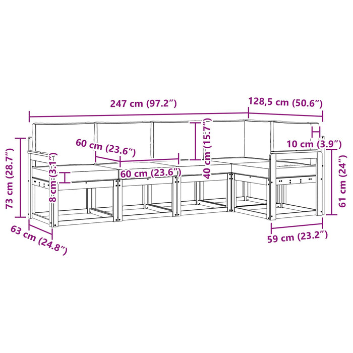 Set de canapele de exterior cu pernă 5 pcs Natural și Crem - WALTI WALTI