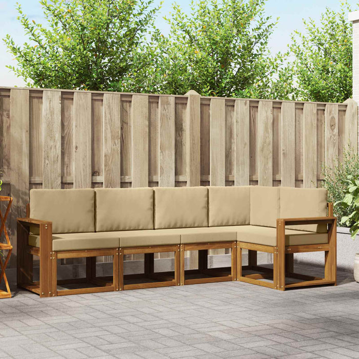 Set de canapele de exterior cu pernă 5 pcs Natural și Bej - WALTI WALTI