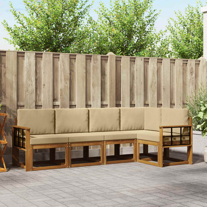 Set de canapele de exterior cu pernă 5 pcs Natural și Bej - WALTI WALTI