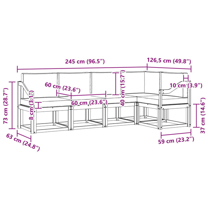 Set de canapele de exterior cu pernă 5 pcs Natural și Bej - WALTI WALTI