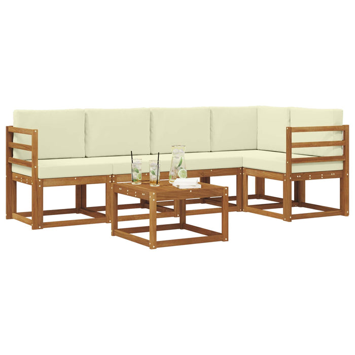 Set de canapele de exterior cu pernă 6 pcs Natural și Crem WALTI