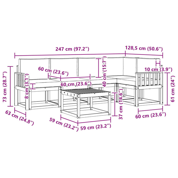 Set de canapele de exterior cu pernă 6 pcs Natural și Antracit WALTI