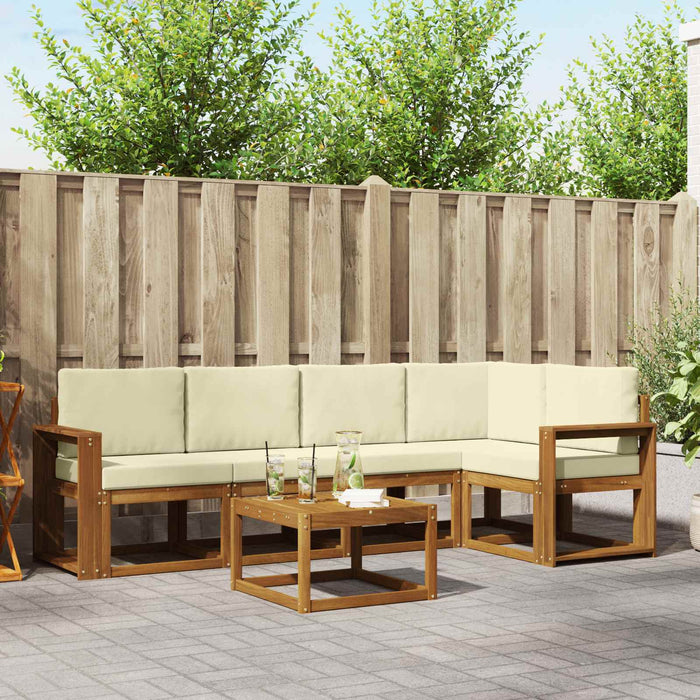 Set de canapele de exterior cu pernă 6 pcs Natural și Crem WALTI