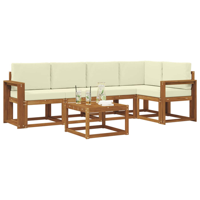 Set de canapele de exterior cu pernă 6 pcs Natural și Crem WALTI