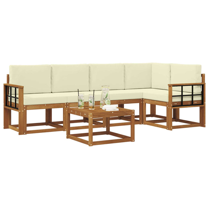 Set de canapele de exterior cu pernă 6 pcs Natural și Crem - WALTI WALTI
