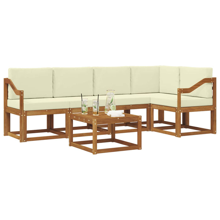 Set de canapele de exterior cu pernă 6 pcs Natural și Crem WALTI