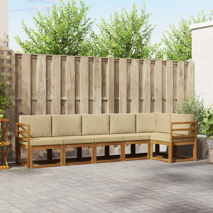 Set de canapele de exterior cu pernă 6 pcs Natural și Bej WALTI