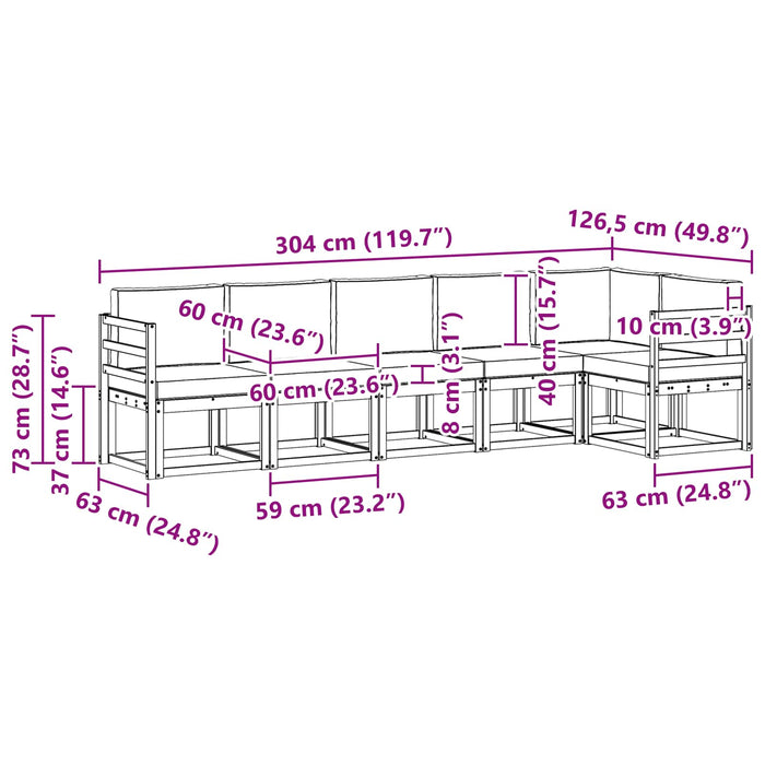 Set de canapele de exterior cu pernă 6 pcs Natural și Bej WALTI