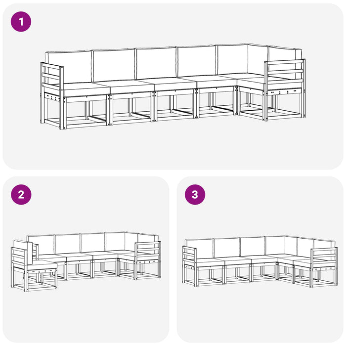 Set de canapele de exterior cu pernă 6 pcs Natural și Bej WALTI
