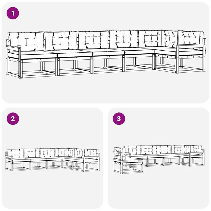 Set de canapele de exterior 6 pcs Gri natural și deschis WALTI
