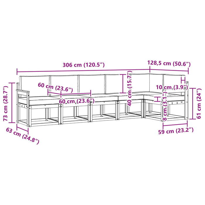 Set de canapele de exterior cu pernă 6 pcs Natural și Antracit WALTI